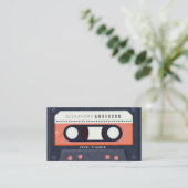 Retro Cassettebandje Muziek Rood Visitekaartje (Staand voorkant)