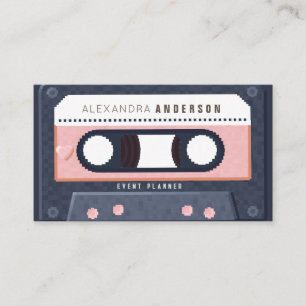 Retro Cassettebandje Muziek Roze Visitekaartje