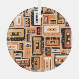 Retro Cassettebandje Naadloos Patroon Glas Ornament