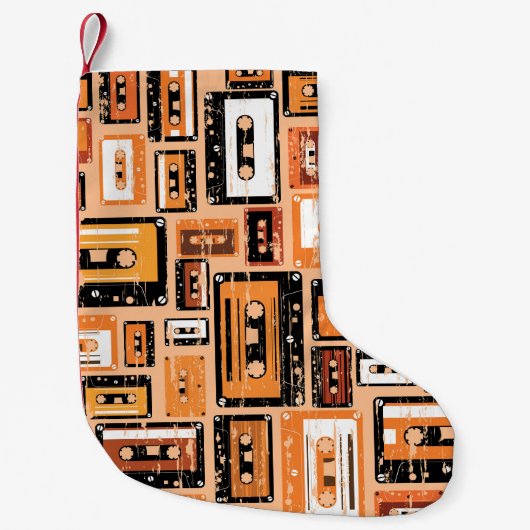 Retro Cassettebandje Naadloos Patroon Kleine Kerstsok (Voorkant)