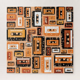 Retro Cassettebandje Naadloos Patroon Legpuzzel
