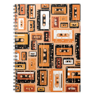 Retro Cassettebandje Naadloos Patroon Notitieboek