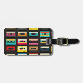 Retro Cassettebandje Patroon – Vintage Muziek Bagagelabel