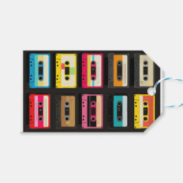 Retro Cassettebandje Patroon – Vintage Muziek Cadeaulabel