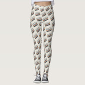  Retro Cassettebandje Pattern Cream Leggings (Voorkant)