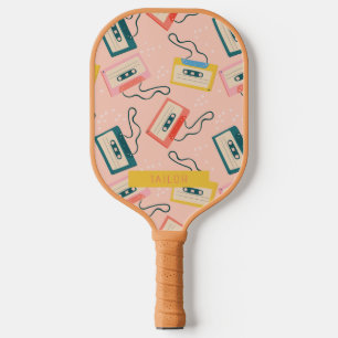 Retro Cassettebandje Pattern Pink Pickleball Paddle