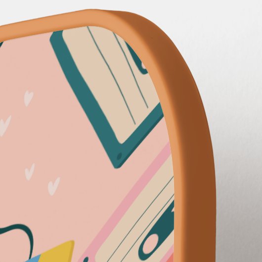 Retro Cassettebandje Pattern Pink Pickleball Paddle (Links Detail)