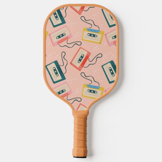 Retro Cassettebandje Pattern Pink Pickleball Paddle (Achterkant)