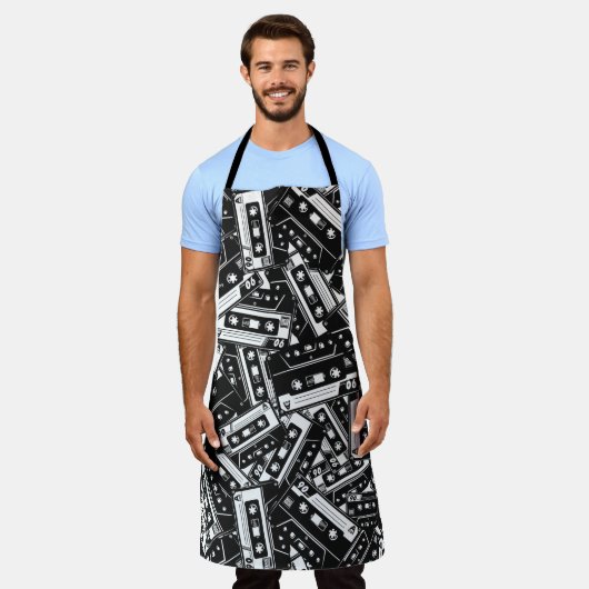 Retro Cassettebandje Pattern Schort (Gedragen)