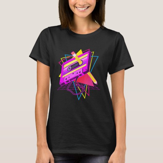 Retro Cassettebandje Pencil 70's 80's 90's Music M T-shirt (Voorkant)