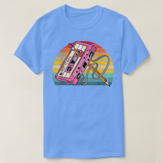  Retro Cassettebandje Potlood 70's 80's 90's T-shirt (Design voorkant)