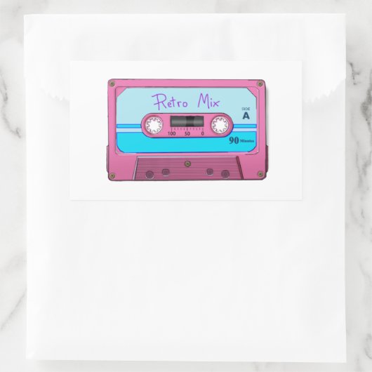 Retro-Cassettebandje Rechthoekige Sticker (Tas)