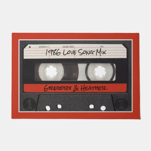 Retro Cassettebandje Red Black Deurmat (Voorkant)