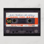 Retro Cassettebandje S 50e verjaardag Bewaar de da Uitnodiging Briefkaart (Voorkant)