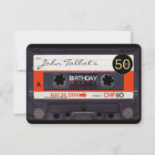 Retro Cassettebandje S 50ste verjaardagsfeestje In Kaart (Voorkant)