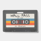 Retro Cassettebandje School Hall Pass Badge (Front)