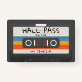 Retro Cassettebandje School Hall Pass Badge (Voorkant)