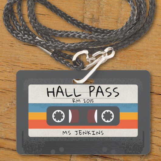  Retro Cassettebandje School Hall Pass Badge