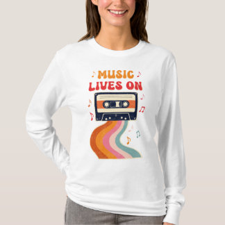 Retro Cassettebandje Shirt – Muziek leeft op Vinta