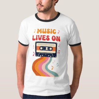 Retro Cassettebandje Shirt – Muziek leeft op Vinta