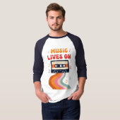 Retro Cassettebandje Shirt – Muziek leeft op Vinta (Voorkant volledig)