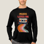 Retro Cassettebandje Shirt – Muziek leeft op Vinta (Voorkant volledig)