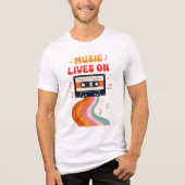 Retro Cassettebandje Shirt – Muziek leeft op Vinta (Voorkant)