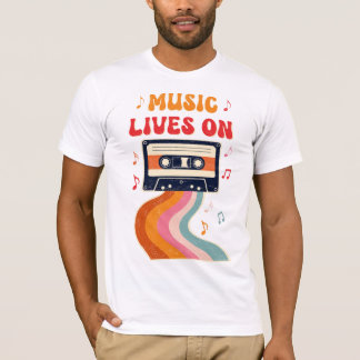 Retro Cassettebandje Shirt – Muziek leeft op Vinta