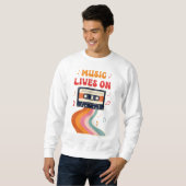 Retro Cassettebandje Shirt – Muziek leeft op Vinta (Voorkant volledig)