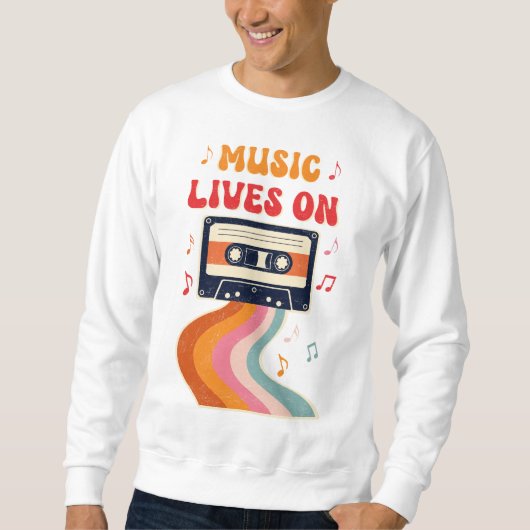 Retro Cassettebandje Shirt – Muziek leeft op Vinta (Voorkant)