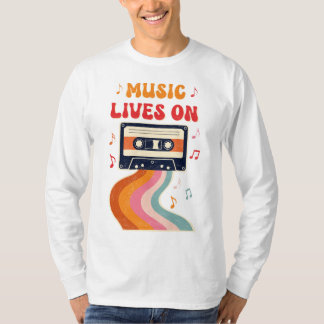 Retro Cassettebandje Shirt – Muziek leeft op Vinta