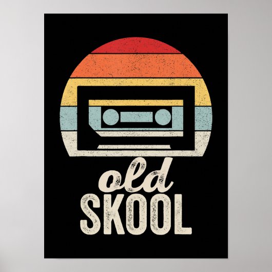 Retro Cassettebandje Shirt Oude School  Muziek Poster (Voorkant)
