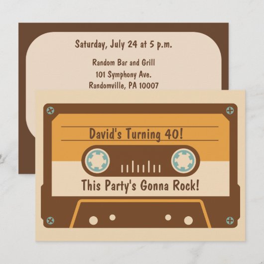 Retro Cassettebandje Uitnodiging (Voorkant / Achterkant)