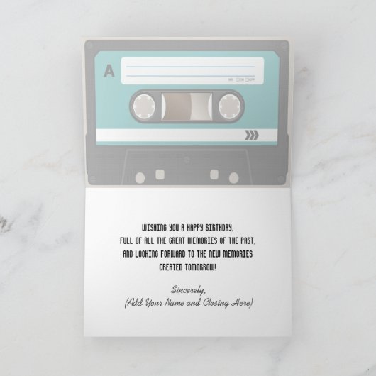 Retro Cassettebandje-verjaardagskaart Kaart (Binnen)