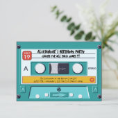 Retro Cassettebandje verjaardagsuitnodiging Kaart (Staand voorkant)