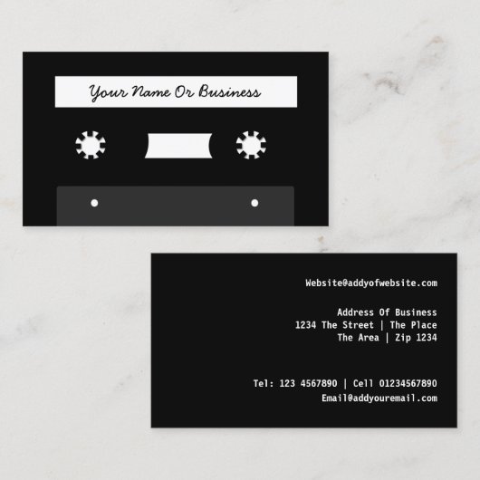 Retro-Cassettebandje Visitekaartje (Voorkant / Achterkant)