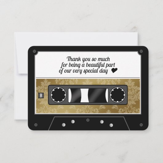Retro Cassettebandje Weddenschap Favor Hartelijk d Bedankkaart (Achterkant)