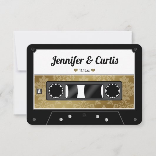 Retro Cassettebandje Weddenschap Favor Hartelijk d Bedankkaart (Voorkant)