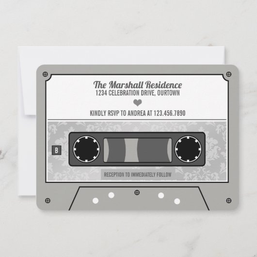 Retro Cassettebandje Wedding Kaart (Achterkant)