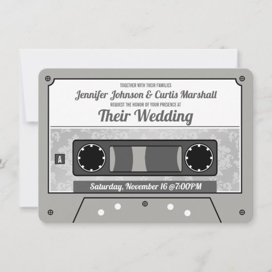 Retro Cassettebandje Wedding Kaart (Voorkant)