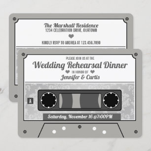 Retro Cassettebandje Wedding Rehearsal Dinner Kaart