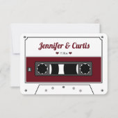 Retro Cassettebandje Wine Red Wedding Favor Bedankkaart (Voorkant)