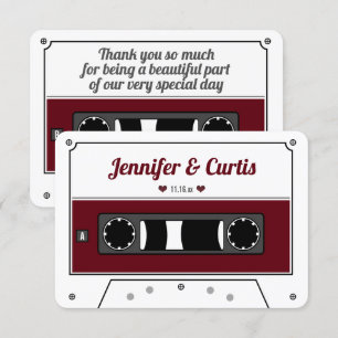 Retro Cassettebandje Wine Red Wedding Favor Bedankkaart