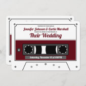 Retro Cassettebandje Wine Red Wedding Kaart (Voorkant / Achterkant)