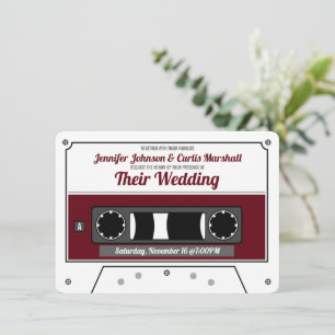 Retro Cassettebandje Wine Red Wedding Kaart