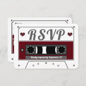 Retro Cassettebandje Wine Red Wedding RSVP-kaart Kaart (Voorkant / Achterkant)