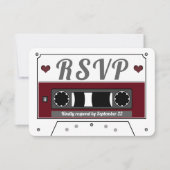Retro Cassettebandje Wine Red Wedding RSVP-kaart Kaart (Voorkant)