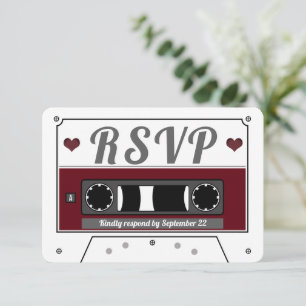 Retro Cassettebandje Wine Red Wedding RSVP-kaart Kaart