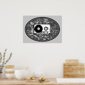 Retro Cassettebandje zwart-wit Poster (Keuken)