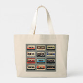 Retro Cassettebandjes 80s Grote Tote Bag (Achterkant)